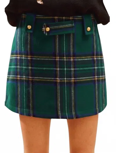 So Me Gloria Checkered Plaid Holiday Skort In Red/hunter Green