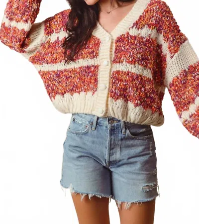 So Me Gracie Button Down Cardigan In Rust In Multi