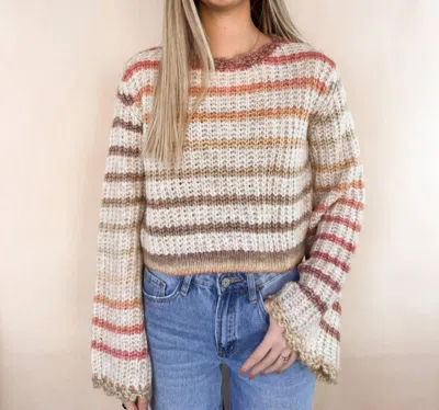 So Me Gradation Stripe Crop Sweater In Multi In Neutral
