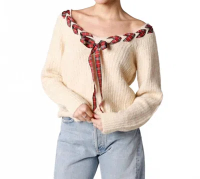 So Me Holly Jolly Bow Sweater - Plus In Light Brown In White