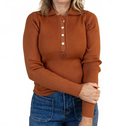 So Me Jayda Collared Top In Rust In Brown