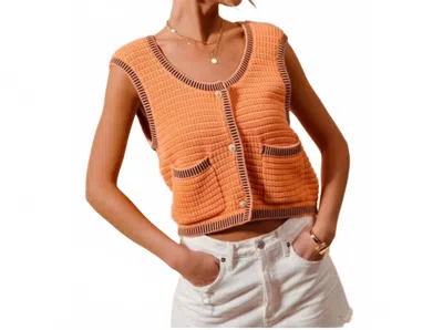 So Me Kaitlin Sweater Vest In Creamsicle In Orange