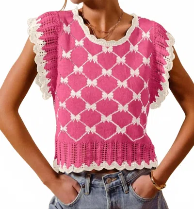 So Me Kinlee Bow Sweater In Pink