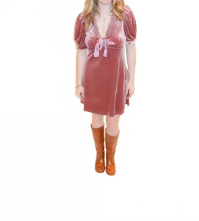 So Me Lori Velvet Dress In Red In Pink