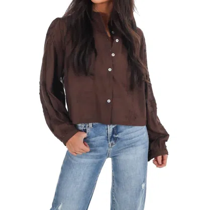 So Me Meadow Bloom Floral Button Top In Dark Brown