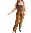 So Me Melissa Shirred Jumpsuit In Brown In Brown