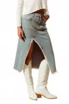 So Me Midi Denim Front Slit Skirt