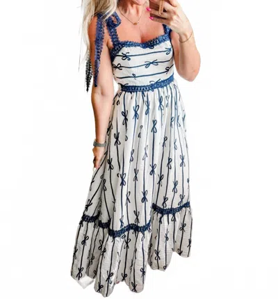 So Me Midnight Bow Maxi Dress In Blue In White
