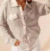 So Me Mineral Washed Waffle Knit Loose Fit Shacket In Beige In Beige