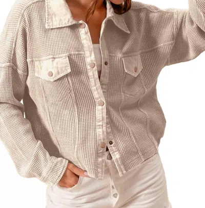 So Me Mineral Washed Waffle Knit Loose Fit Shacket In Beige In Neutral