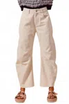 So Me Pinstripe Barrel Trousers In Taupe & Ivory In Neutral