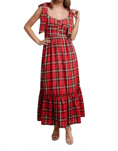 So Me Plaid Midi Dress In Red