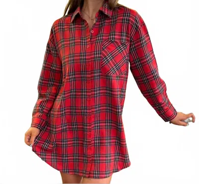 So Me Plaid Shirt Dress In Red