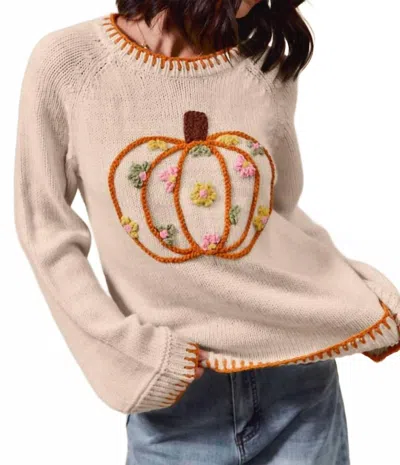 So Me Pumpkin Patch Pretty Sweater In Beige In Sand