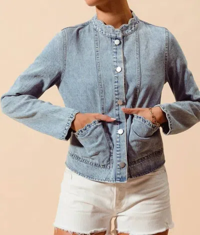 So Me Scallop Edge Jacket In Denim In Multi