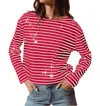 So Me Sequins Striped Sailor Sweater In Red In Red