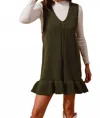 So Me Sleeveless Ruffle Hem Rib Knit Dress In Green In Green