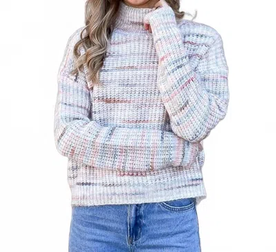 So Me Space Dye Stripe High Neck Sweater In Multi