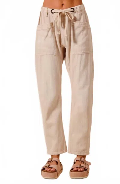 So Me Karina Drawsting Barrel Pants In Oatmeal In Neutral