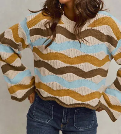 So Me Wavy Stripe Sweater In Beige In Multi