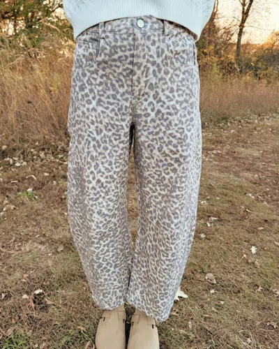 So Me Wild Leopard Barrel Pants In Beige In Multi
