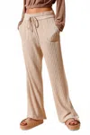 So Me Women's Brushed Wide Rib Knit Pant In Beige In Multi