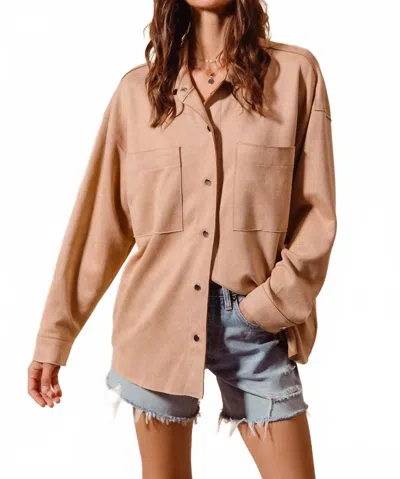 So Me Women's Suede Snap Shacket In Beige In Neutral