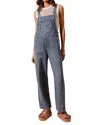 So Me Women's Washed Denim Wide Leg Overall In Blue In Blue