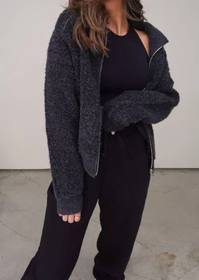 So Me Zip-up Sweater Jacket In Charcoal