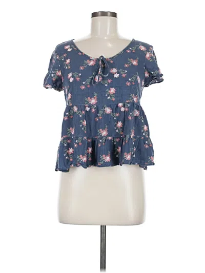 Pre-owned So Short Sleeve Blouse In Blue
