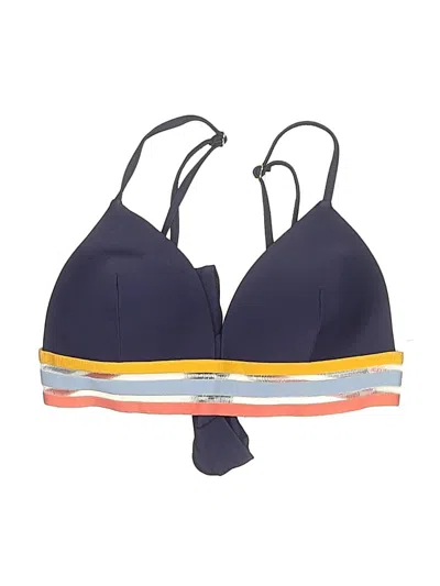 Pre-owned So Swimsuit Top Blue Color Block Pattern Swimwear