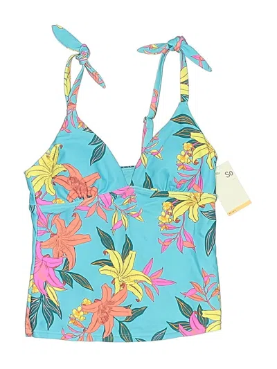 So Swimsuit Top Blue Tropical Pattern Swimwear In Multi
