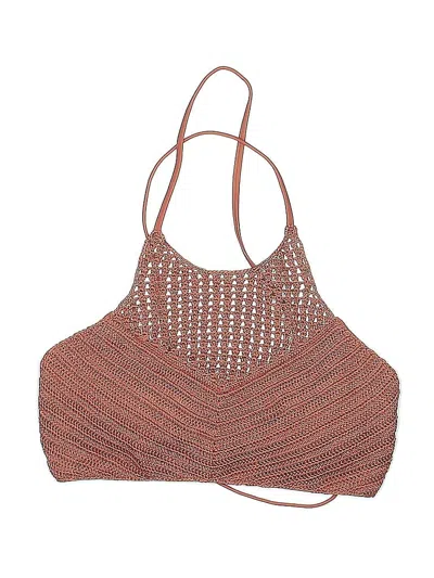 Pre-owned So Swimsuit Top Brown Tweed Pattern Swimwear