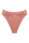 Soah Rebecca Ribbed O-ring Bikini Bottom In Blush In Pink