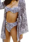 Soah Riley Leopard-print Belted High-waist Bikini Bottom In Black/white Leopard In Blue