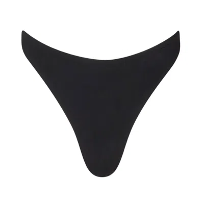 Soah Women's Daisy Black Ribbed Classic Bikini Bottom