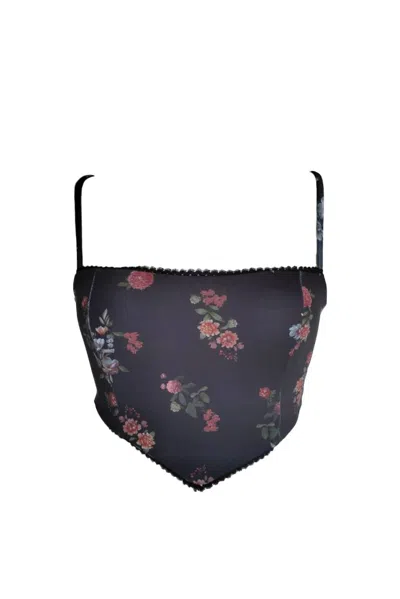 Soah Women's Dorothy Bikini Top In Midnight Roses In Black