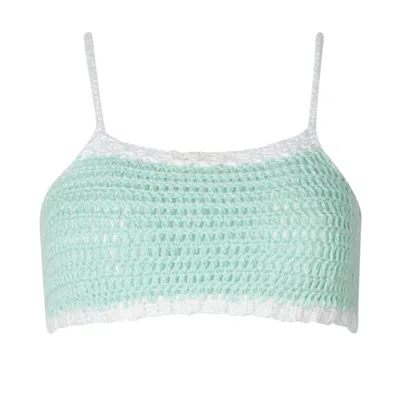 Soah Women's Gia Pastel Green Crochet Crop Top