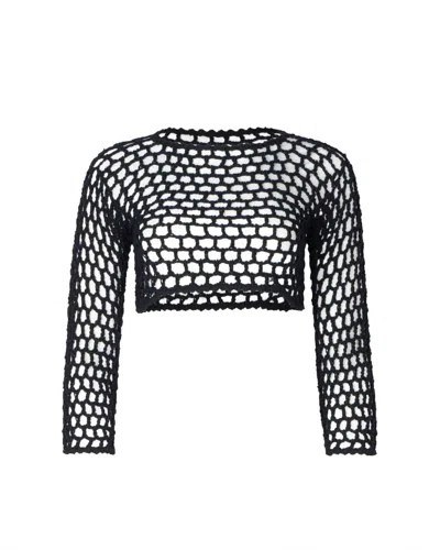 Soah Women's Jane Crochet Crop Top In Black