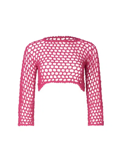Soah Women's Pink / Purple Jane Fuchsia Crochet Crop Top In Pink/purple