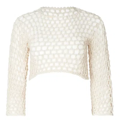 Soah Women's Jane Off-white Crochet Crop Top