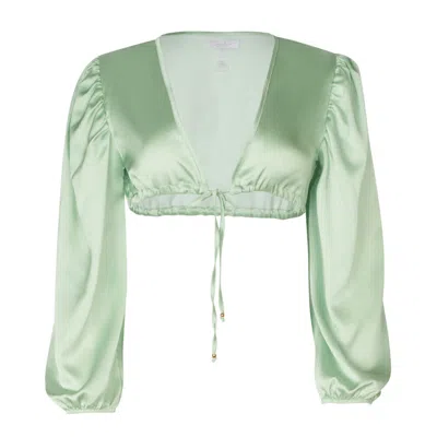 Soah Women's Jenna Long Sleeve Pastel Green Crop Top