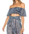Soah Women's Maya Ruffle Off Shoulder Top In Blue In Multi