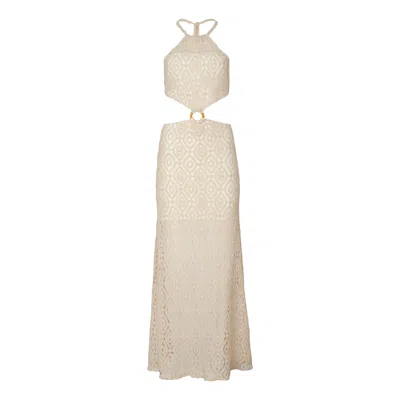 Soah Women's Neutrals / White Kai Crochet Maxi Dress
