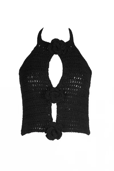 Soah Women's Paris Crochet Halter Top In Black