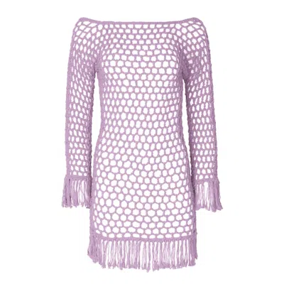 Soah Women's Pink / Purple Violet Lilac Crochet Mini Dress In Pink/purple