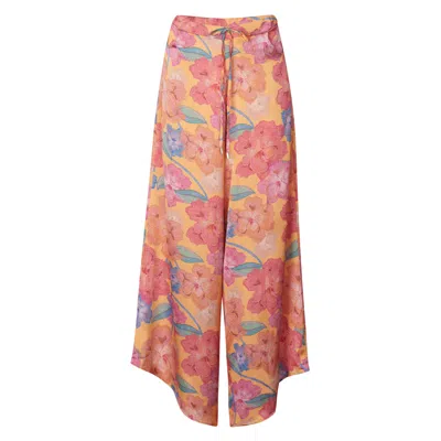 Soah Women's Pink / Purple / Yellow Bloom Orange Floral Pants In Pink/purple/yellow