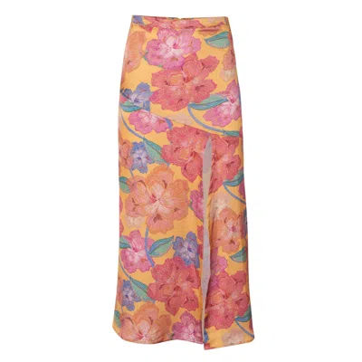 Soah Women's Pink / Purple / Yellow Emily Orange Bloom Long Skirt In Pink/purple/yellow
