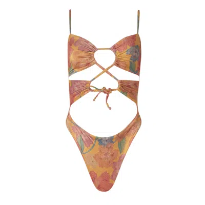 Soah Women's Pink / Purple / Yellow Melina Orange Dore Cut Out One Piece In Pink/purple/yellow