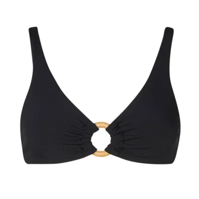 Soah Women's Rebecca Black Ribbed Bikini Top